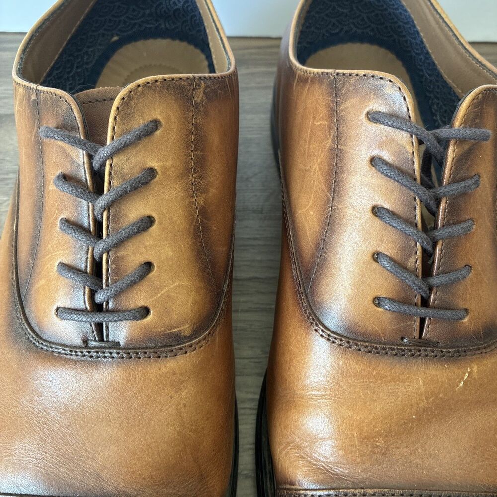 ASTON GREY SAUMON Oxford, Cap Toe Men’s Dress Shoes, Brown  SIZE 11.5, Classic